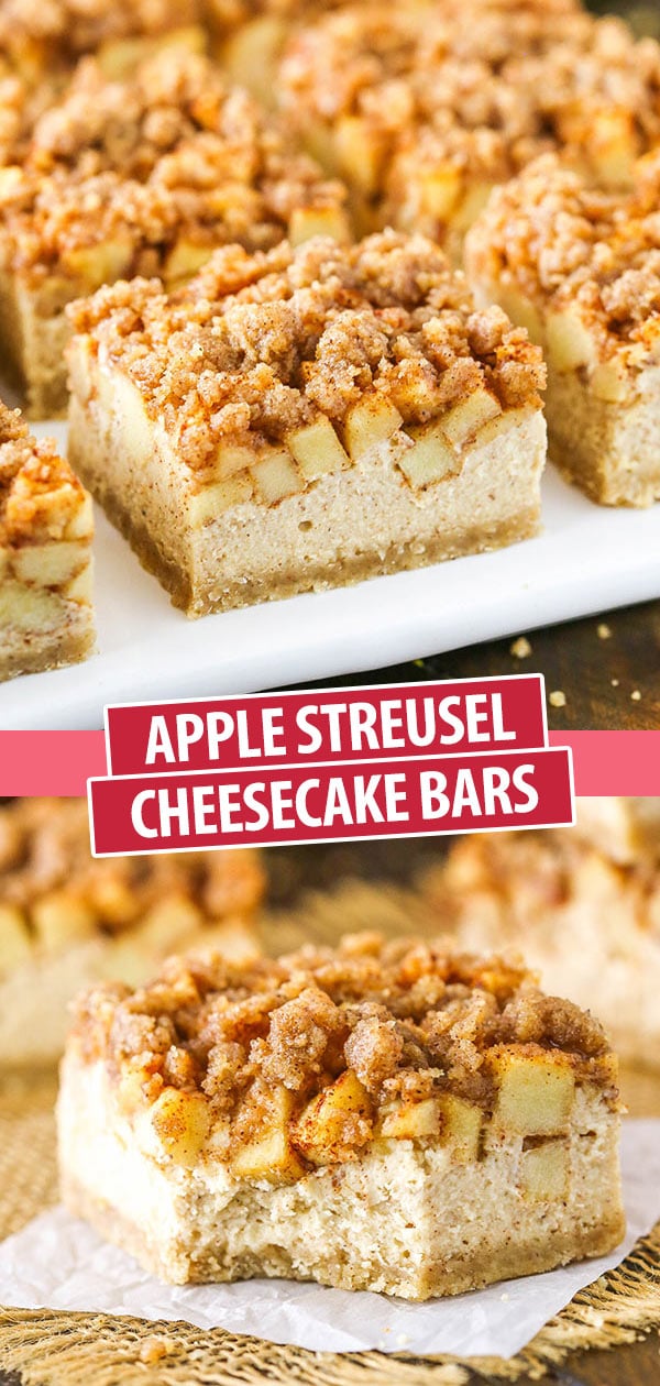 Apple streusel cheesecake bars