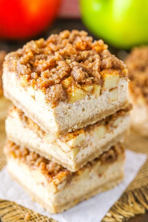 Apple Streusel Cheesecake Bars stacked
