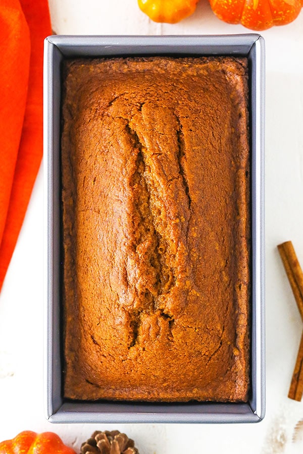 Overhead view Pumpkin Bread loaf