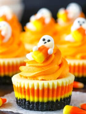 Mini Candy Corn Cheesecakes | Fun & Easy Halloween Food Idea
