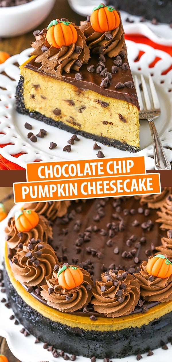 Chocolate Chip Pumpkin Cheesecake Pinterest collage