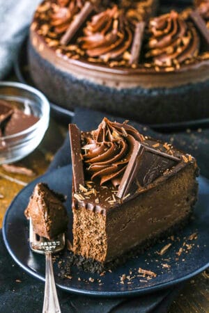 slice of Decadent Dark Chocolate Cheesecake