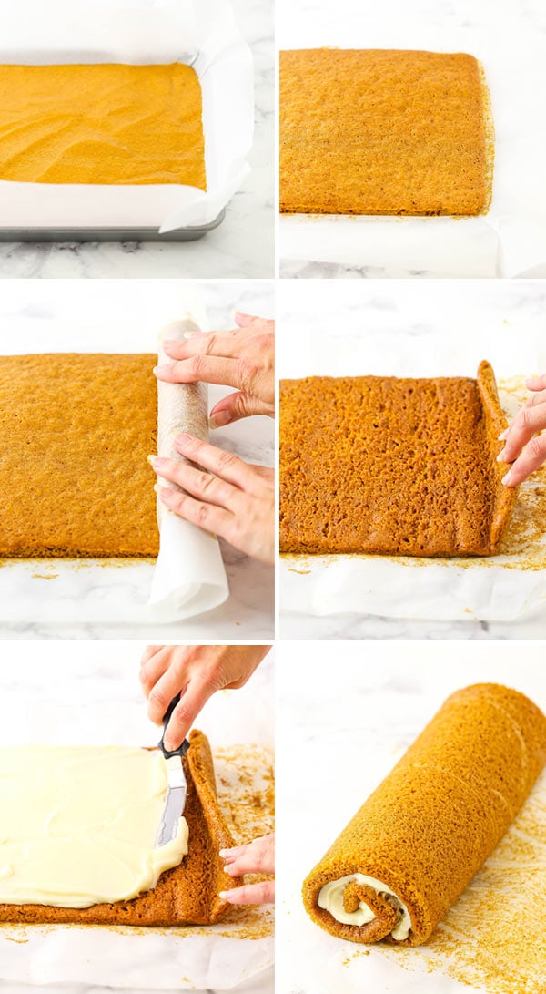 how to make a pumpkin cake roll photo collage