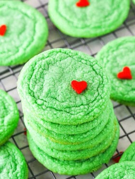 stack of grinch cookies
