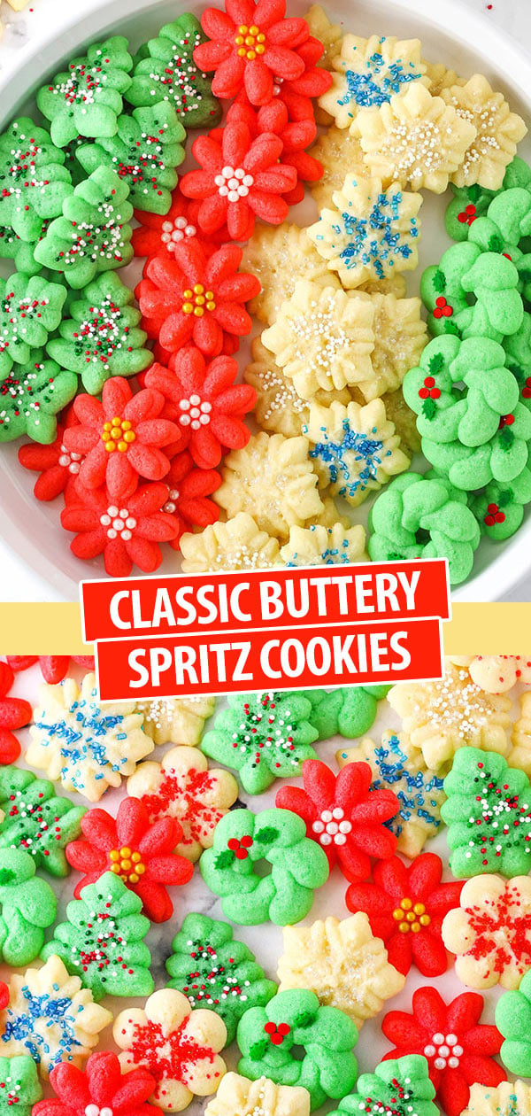 pinterest image collage of Classic Buttery Spritz Cookies