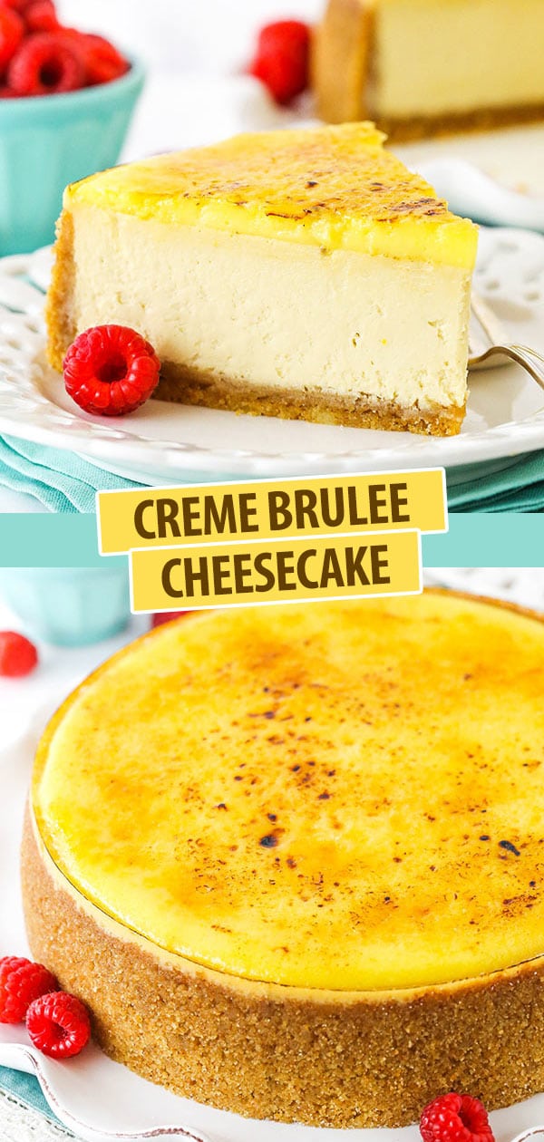 Pinterest image Creme Brûlée Cheesecake