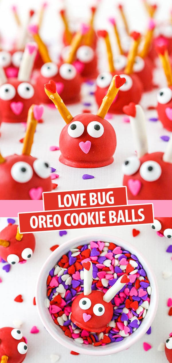 Pinterest image Love Bug Oreo Cookie Balls