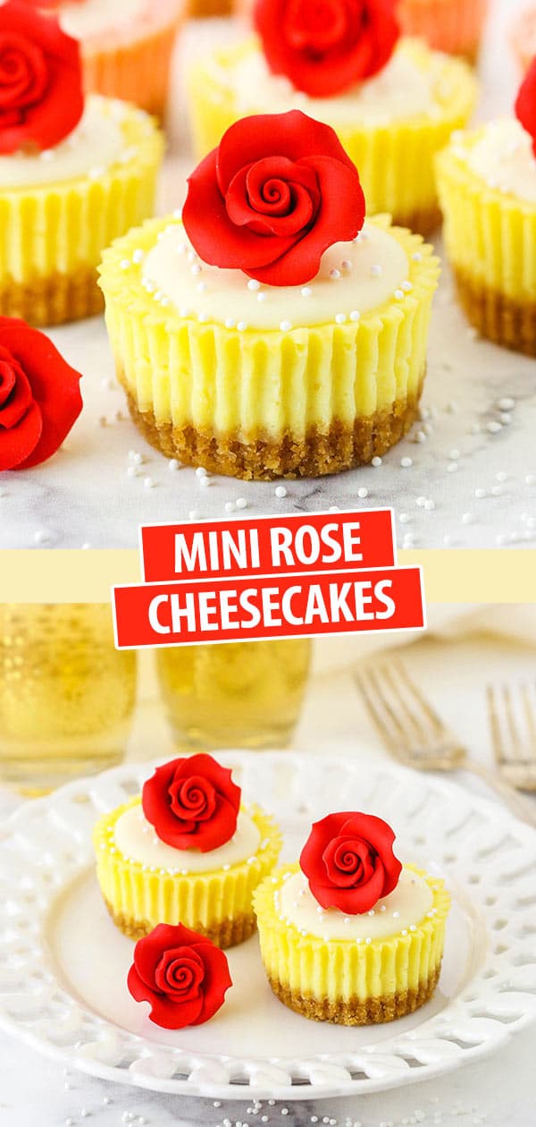 Pinterest image Mini Rose Cheesecakes
