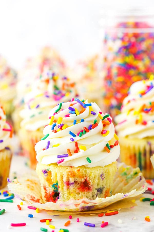 Homemade Funfetti Cupcakes without paper liner
