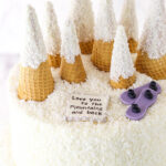 snowy mountain baby shower cake