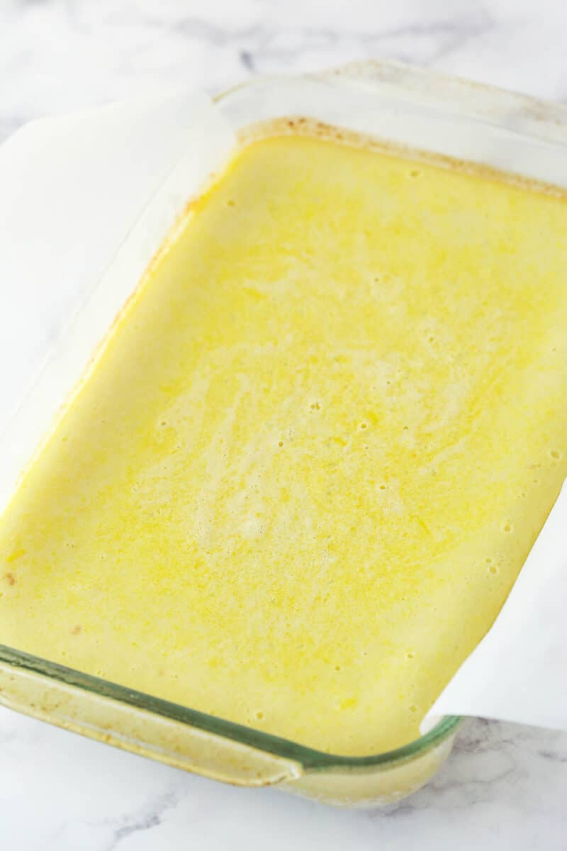 fully baked, but not cooled, lemon bars
