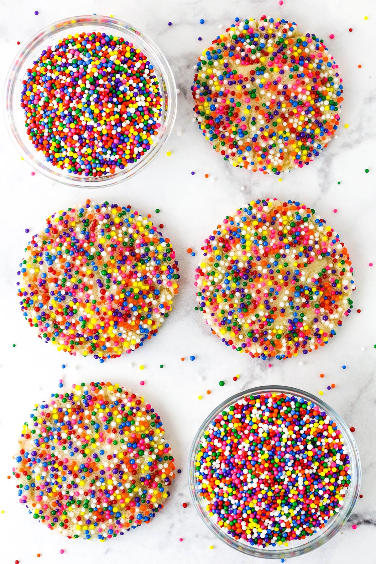 Sprinkle Sugar Cookies with Rainbow Sugar Pearls