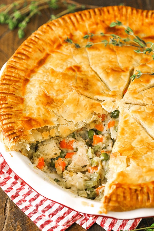 chicken pot pie with a slice cut out