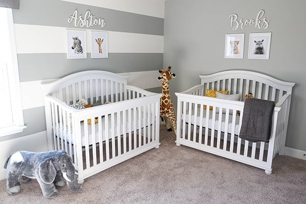 Ashton and Brooks' Cribs on Side-By-Side Walls in the Nursery