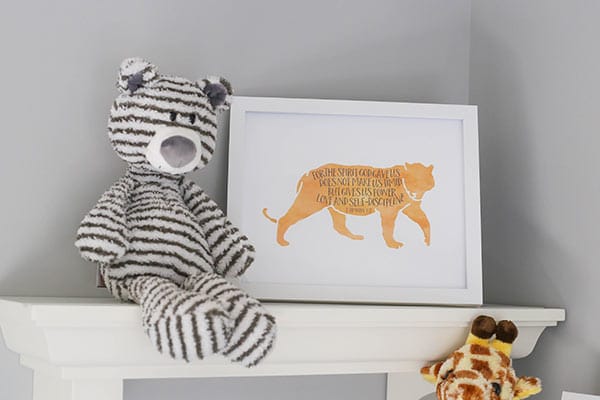 The Top Floating Shelf Displaying a White Tiger Stuffed Animal