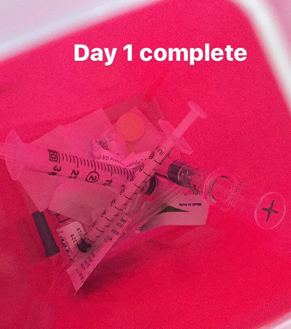 The Trash and Used Needles From One Day of Shots