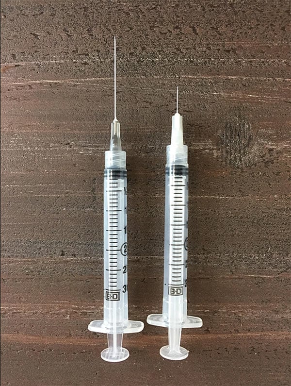 Two Sizes of Shot Needles for Progesterone Injections