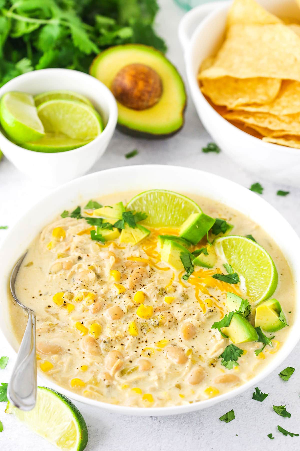 A Bowl of Instant Pot Chili with a Spoon Inside