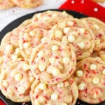 A Serving Plate Full of White Chocolate Peppermint Sugar Cookies