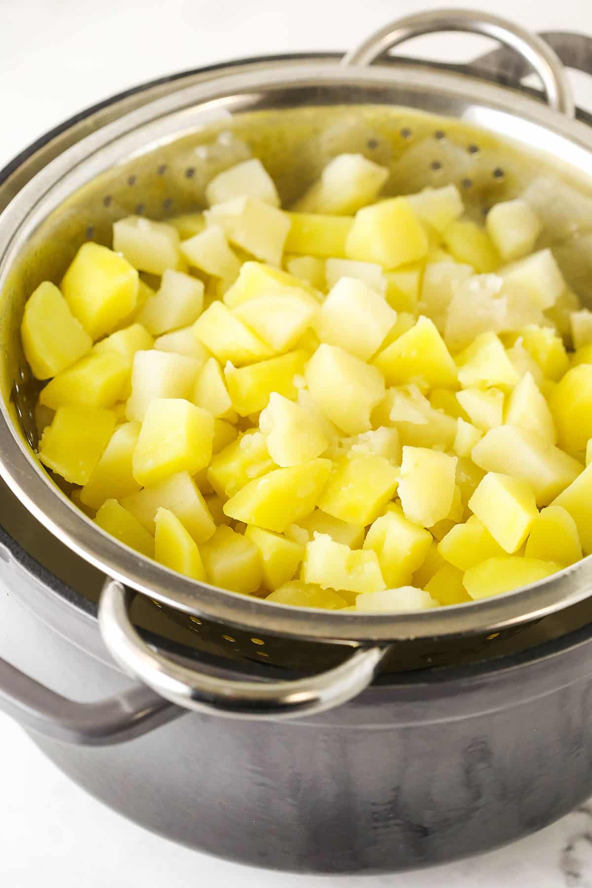 Step 2 drain the water from the chopped potatoes in a colander