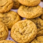 Fifteen Molasses Cookies on a Black and White Counter Top