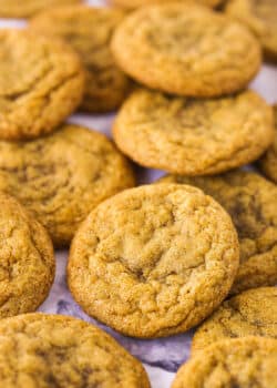 Fifteen Molasses Cookies on a Black and White Counter Top