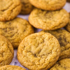 Fifteen Molasses Cookies on a Black and White Counter Top