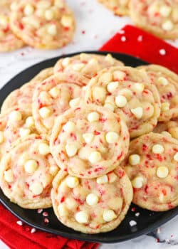 A Serving Plate Full of White Chocolate Peppermint Sugar Cookies