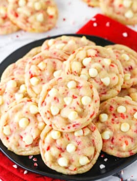 A Serving Plate Full of White Chocolate Peppermint Sugar Cookies