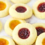 Thumbprint Cookies Filled with Apricot and Raspberry Jam