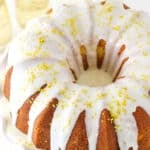 A Champagne Pound Cake Topped with Gold Sprinkles.