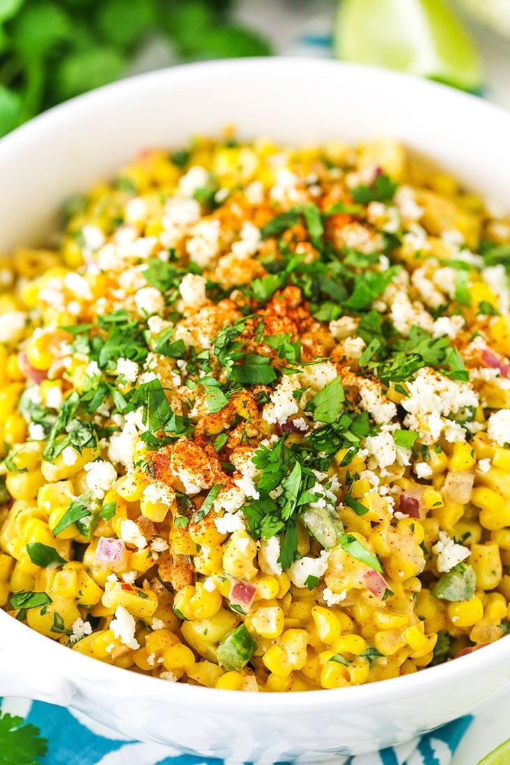 close up of mexican street corn salad