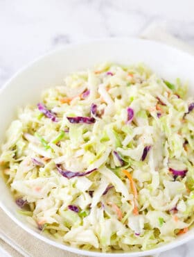 Easy classic coleslaw with mayonnaise and sour cream