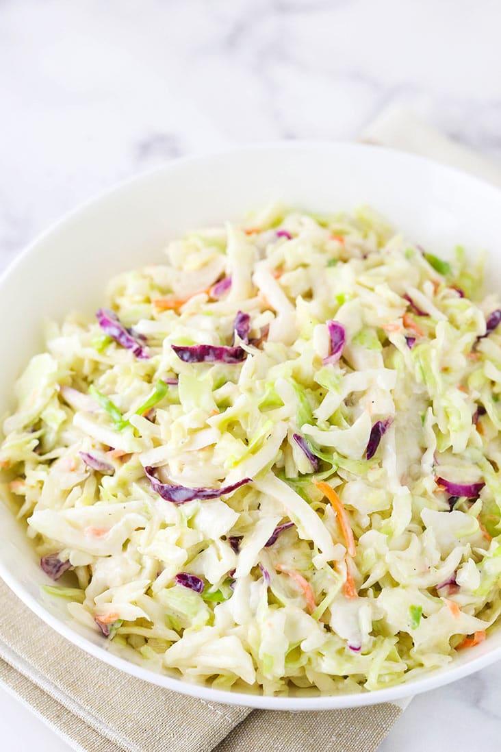 Easy classic coleslaw with mayonnaise and sour cream