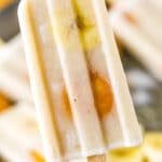 A close-up of a banana pudding popsicle