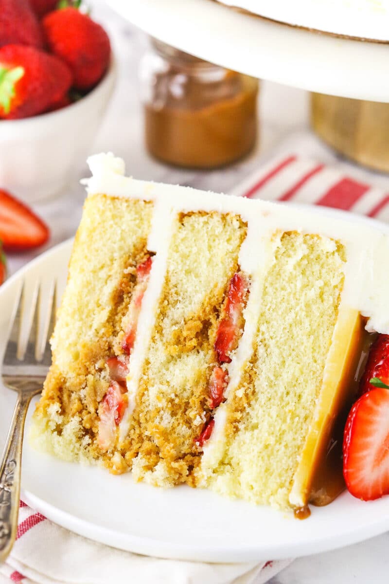 slice of Strawberry Dulce De Leche Cake