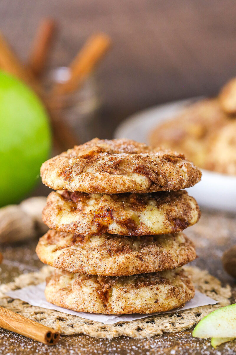 stack of apple snickerdoodles on wooden surface