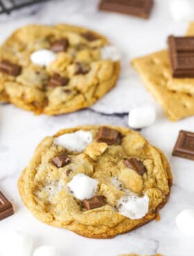 two smores cookies on marble table