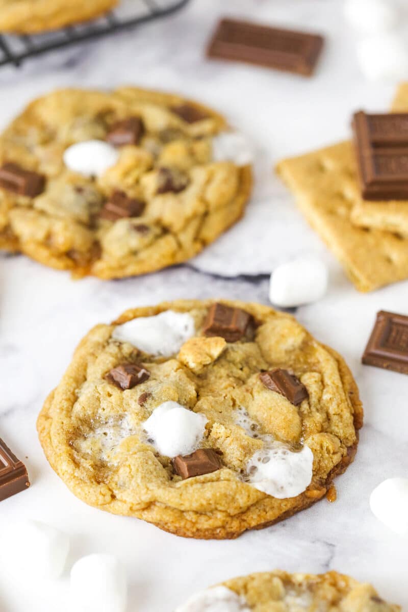two smores cookies on marble table
