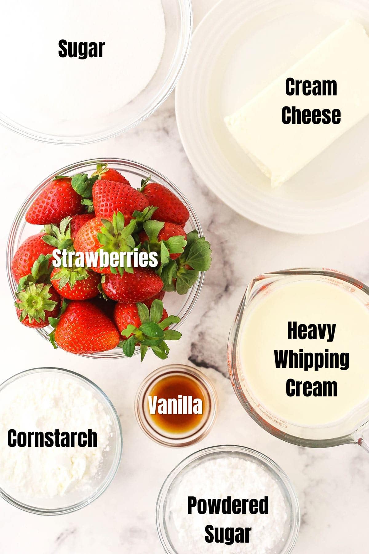 Ingredients for Strawberry Cream Pie.