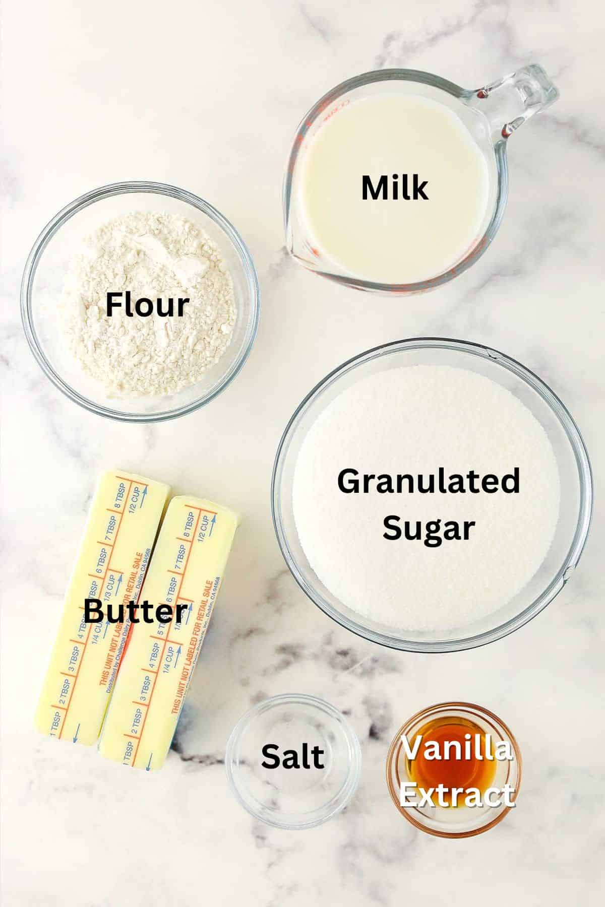 Ingredients for Ermine Frosting.