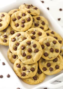 A plate of peanut butter chocolate chip cookies
