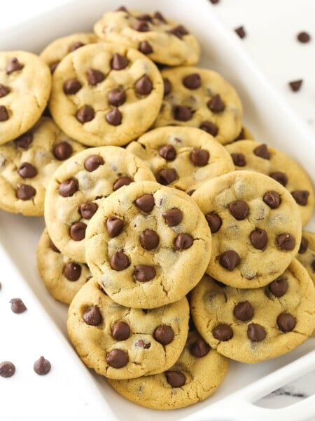 A plate of peanut butter chocolate chip cookies
