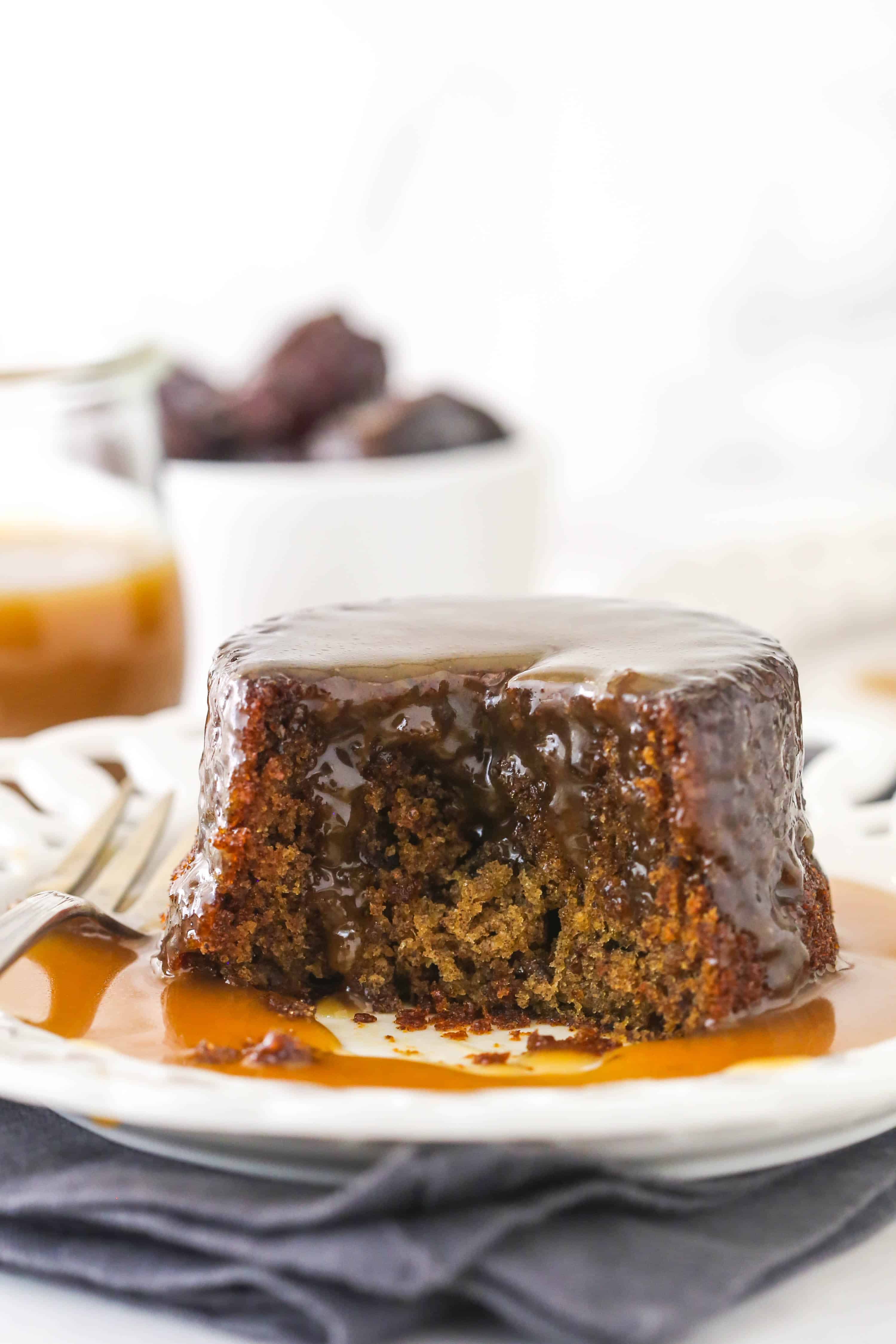 Eating the sticky toffee pudding