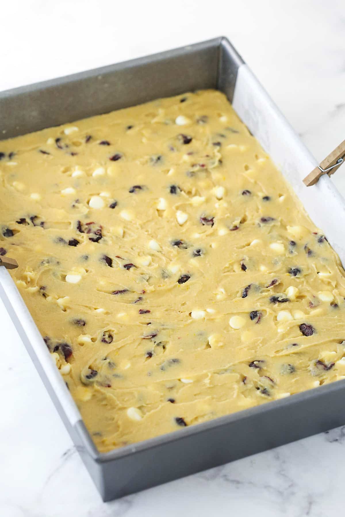 Spreading batter in a rimmed baking sheet