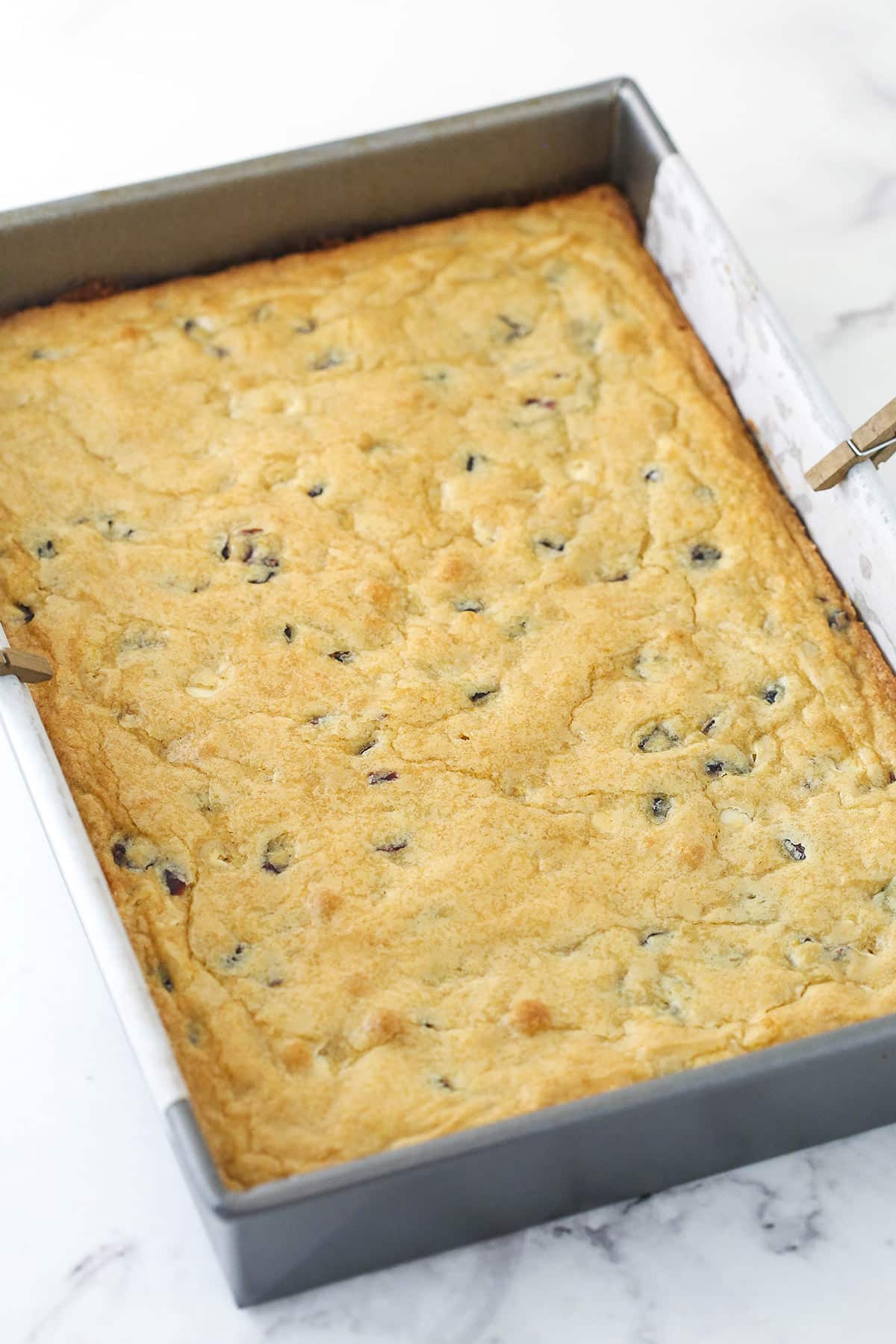 Baked cake out of the oven.