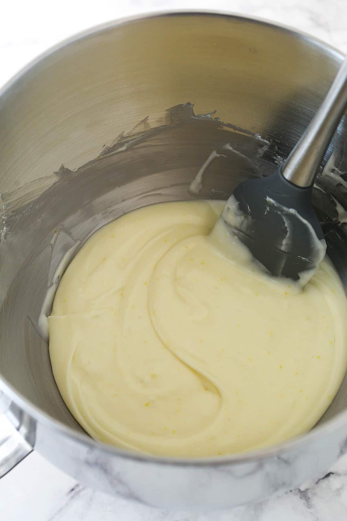 Mixing cream cheese frosting