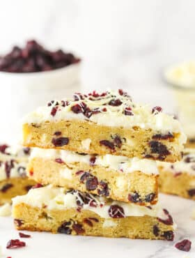 A stack of three blondies