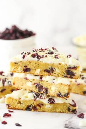 A stack of three blondies