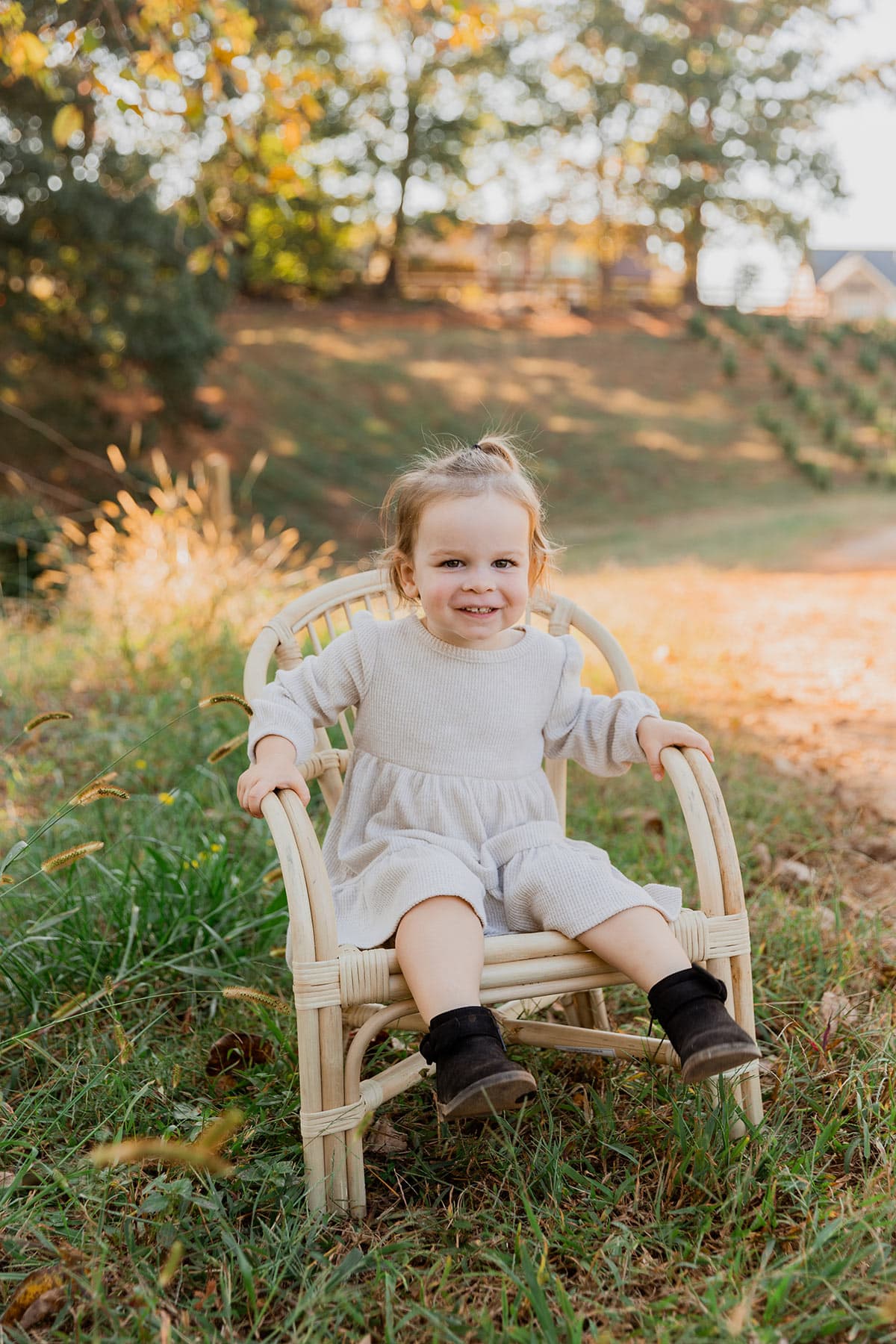 mckenzie sitting in a chair in tall grass